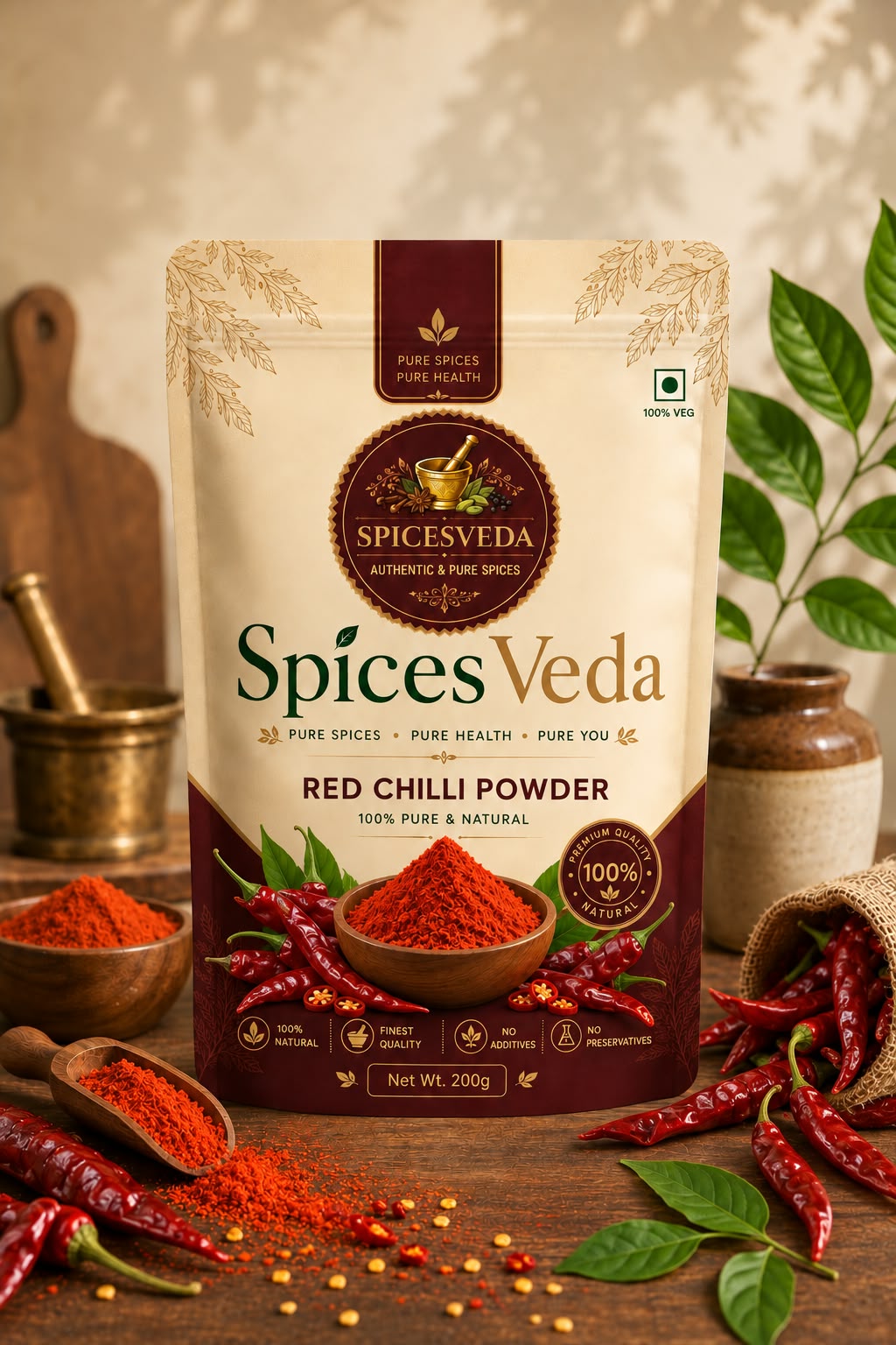 Spices Veda Red Chilli Powder (Lal Mirch) front pack photo