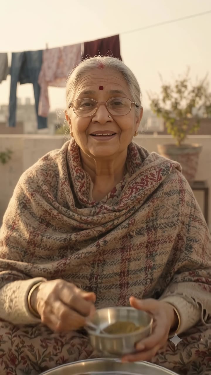 Coriander Powder product film poster in an Indian home kitchen