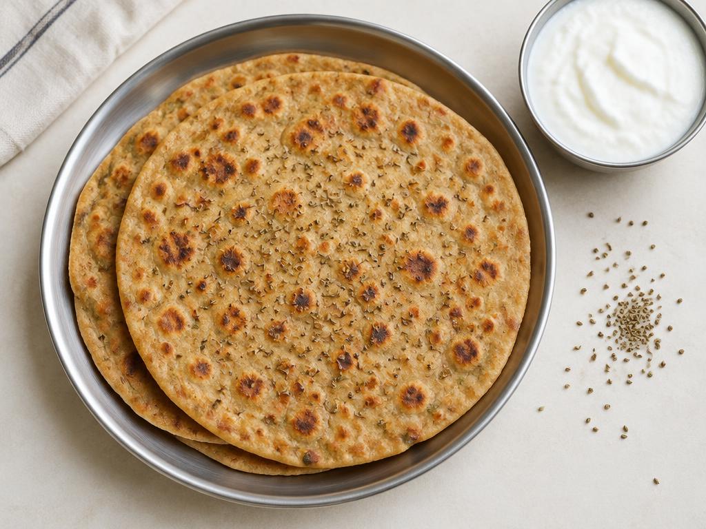 Illustration of Ajwain paratha, an Indian home-cooking dish